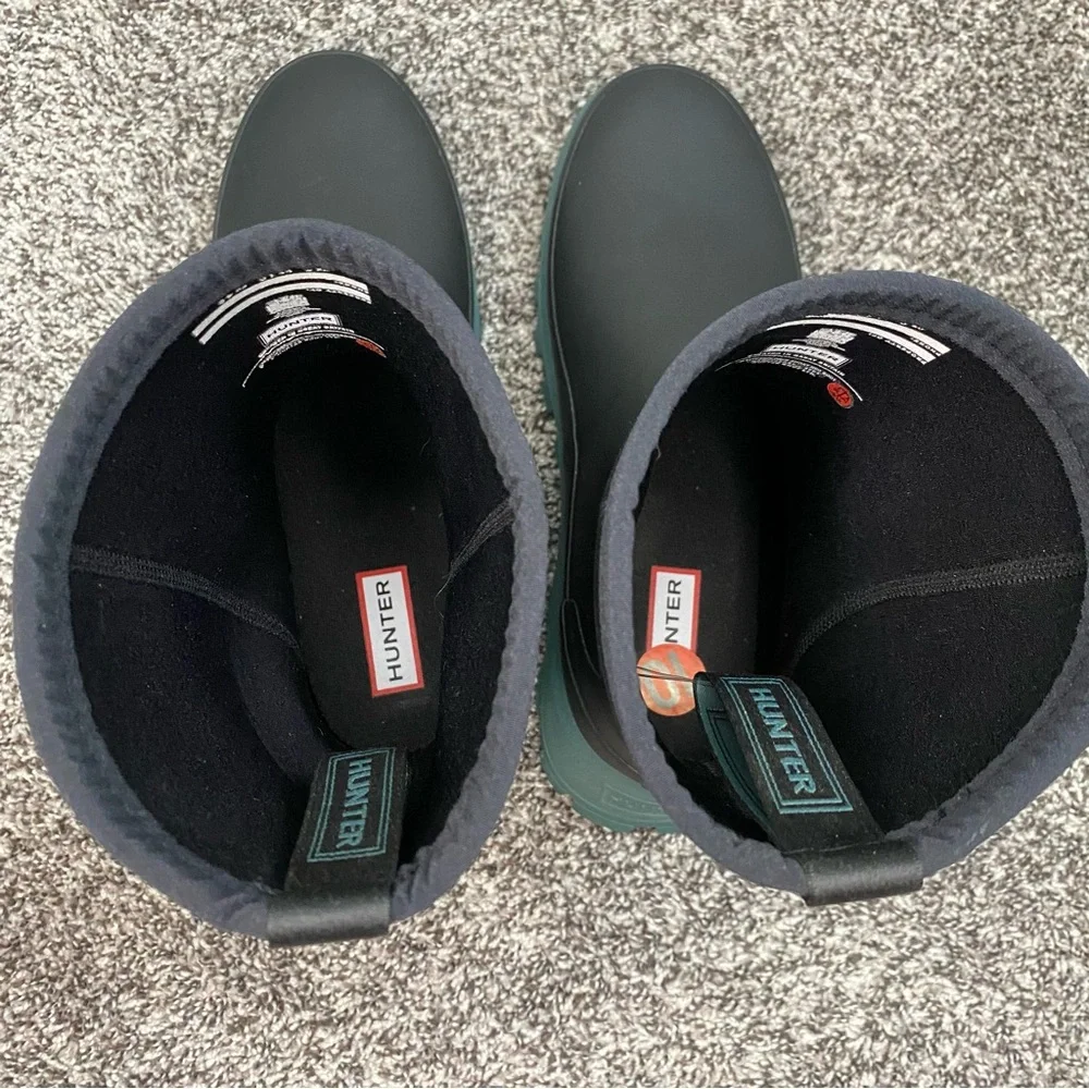 Hunter City Explorer Short Boot Rain Boot Black Green‎ Women’s 10